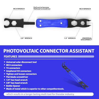 Mc4 Disconnect Tool, Solar Serpent 5-in-1 Multipurpose Solar Connector Tool, Assembly and Disassembly Tool for MC4 Style PV Connectors, Gift Box for Men (1 PCS) - size: 1 PCS