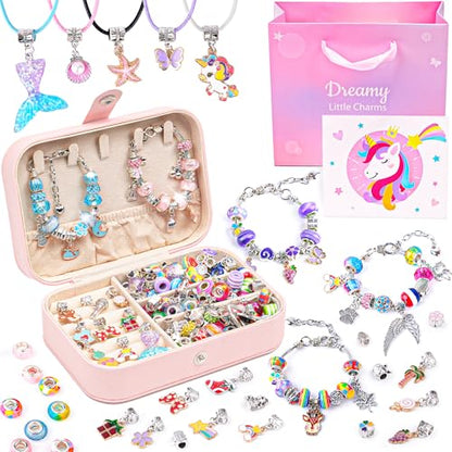 Sofier Jewelry Bracelet Making Kit for DIY Beads Charms Set Teen Gifts - color: Pink Box
