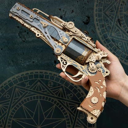 Gifts for Men，Revolver 3D Wooden Puzzle Kits, Compatible with Wooden Bullets DIY Handcrafted Creative Steam Assembly Kit for Adults, 2025 Gifts（Kit Version/318PCS/Black - style: Black