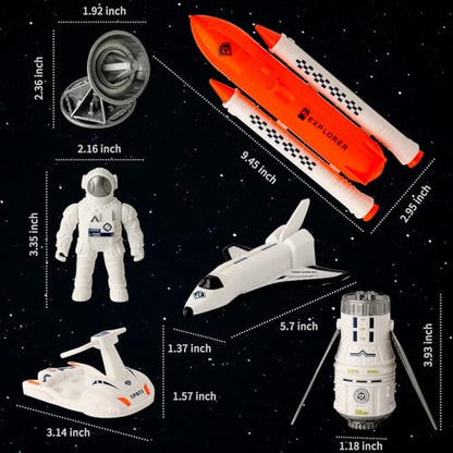 Wbzle Space Exploration Shuttle Toys, Space Explorer Toy Kit, Include Signal Receivers, Satellites, Astronaut, Space Scooter, Space Toys Gift for Exploring Boys and Girls