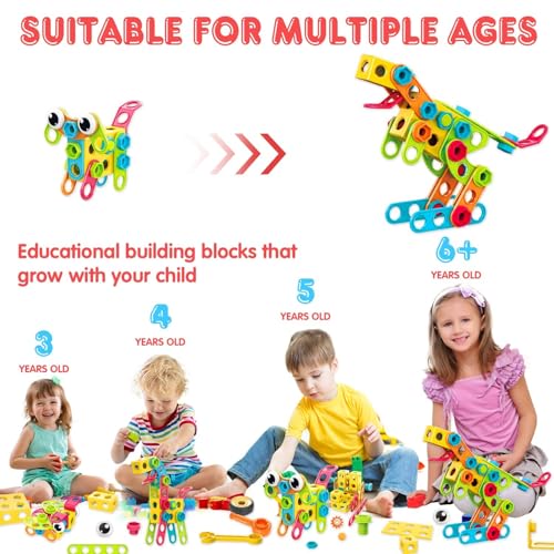 Contixo ST3 Kids Toys - 223 PCs 3D Building Blocks STEM Construction Playboards Creativity, Imagination, Recreational, Educational for Children Toddler, 3+ Year Old Boys and Girls - style: STEM-223pcs