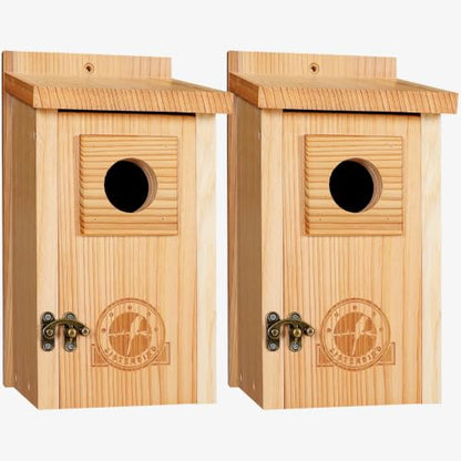 SISTERBIRD 2 Pack Blue Bird Houses for Outdoors, Warming Gifts Bird House - color: Burly Wood -- 2PK