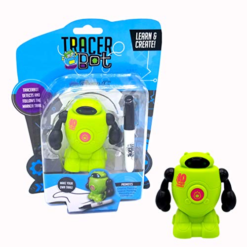 MUKIKIM TracerBot - Green – Mini Inductive Robot That Follows The Black Line You Draw. Fun, Educational, and Interactive STEM Toy with Limitless Ways to Play! Promotes Logic and Creativity Training - color: Green