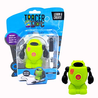 MUKIKIM TracerBot - Green – Mini Inductive Robot That Follows The Black Line You Draw. Fun, Educational, and Interactive STEM Toy with Limitless Ways to Play! Promotes Logic and Creativity Training - color: Green