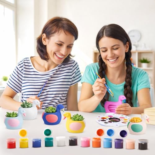Pasimy 6 Set Ceramics to Paint DIY Succulent Planter Pots, Flamingo - style: Flamingo