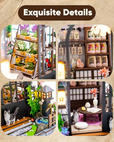 DIY Miniature House Kit Dollhouse Kit for Adults Japanese Greenhouse - color: Japanese Sushi House