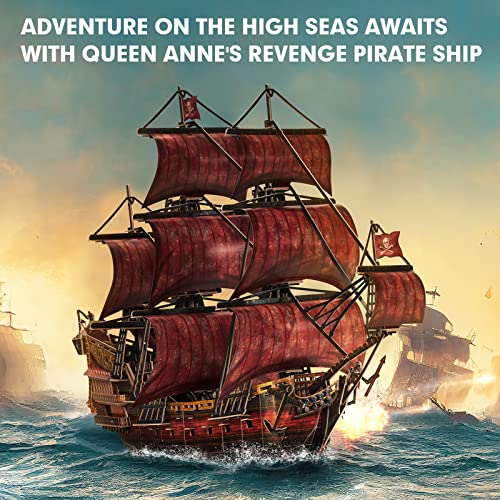 CubicFun 3D Puzzles for Adults Queen Anne's Revenge, Red, 391 Pieces - style: Red Queen Anne's Revenge