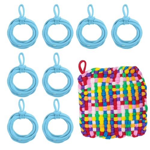 MECCANIXITY 50 Pcs Potholder Loom Refill Loops, Elastic Potholder Weaving Refill Loops Knitting Kit Supplies in Rainbow Colors for Girls Beginners DIY Crafts 7" Weaving Loom, Light Blue - color: Light Blue