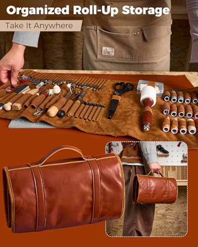 SAKERNEO Leather Working Tools kit Leather Tooling Kit Leather Craft Tools - size: Regular Version