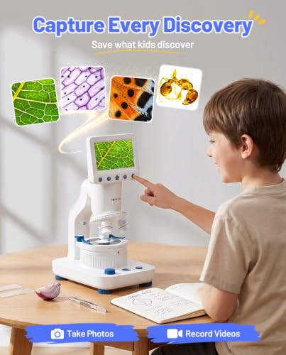 TOMLOV DM302K Microscope for Kids, 800X Science Kit, 4.3" Screen STEM Toy - color: Blue