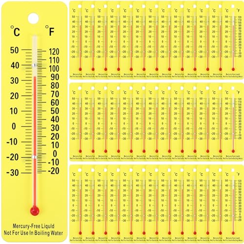 Maitys 50 Pcs Science Thermometers Mercury Free Student School Supplies Boiling Point Dual Scale Thermometers for Classroom Teaching Tools (Yellow) - color: Yellow
