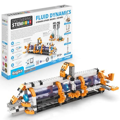 Engino: Discovering STEM - Fluid Dynamics: Archimedes Principle, Buoyancy & Hydraulics - 6 Models, Toy Structure Brick Building Set, Snap-Fit, Kids 9+