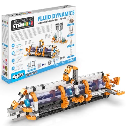 Engino: Discovering STEM - Fluid Dynamics: Archimedes Principle, Buoyancy & Hydraulics - 6 Models, Toy Structure Brick Building Set, Snap-Fit, Kids 9+