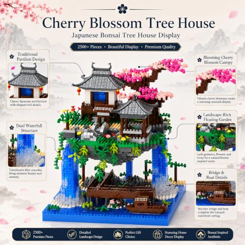 Cherry Blossom Treehouse Micro Mini Building Block Sets 2500 Pcs - color: Brown01