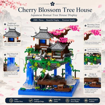 Cherry Blossom Treehouse Micro Mini Building Block Sets 2500 Pcs - color: Brown01