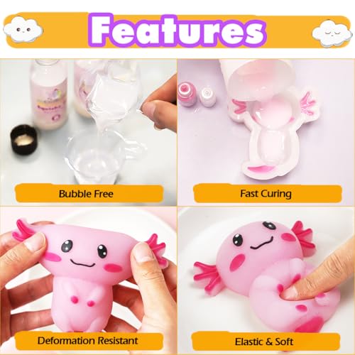 FUNSHOWCASE Taba Squishy Maker Big Axolotl Silicone Mold Gel Kits Pack - color: Axolotl