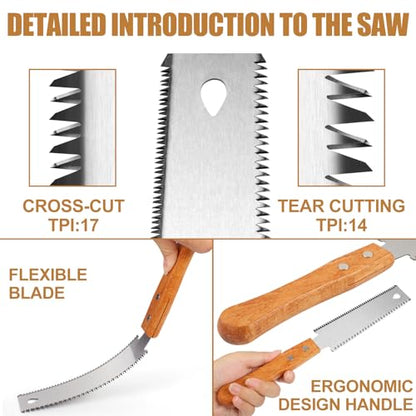 Japanese Hand Saw 2 Pack, 6 Inch Double Edge Pull Saw for Flush Cuts