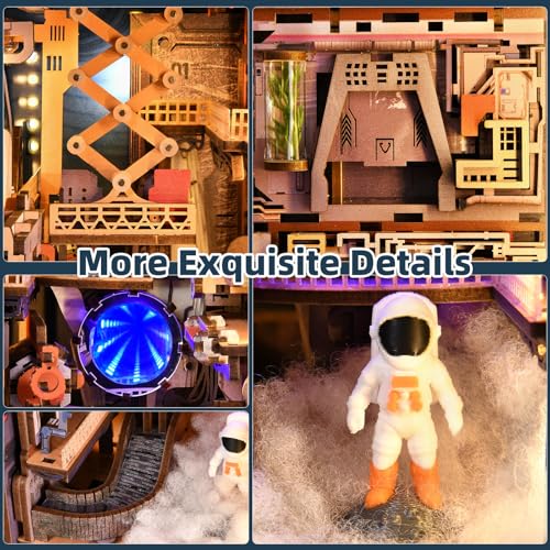MiniCity Aerospace Foundry Book Nook Kit, Wooden Miniature House with LED - color: Aerospace Foundry
