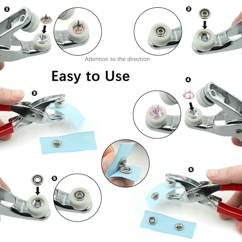 240 Sets Snaps Buttons Fastener kit Hollow Steel Prong Snaps Buttons with Pliers Press Tool for DIY Crafts Clothes Hats Bags Sewing (Hollow & Solid) - style: 240 Sets (Hollow & Solid)
