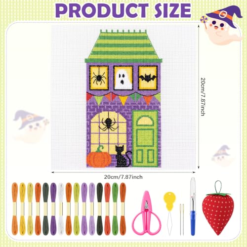 XunYee 32 Pcs Halloween House Needlepoint Kit for Beginners Adults Starters - style: Halloween House