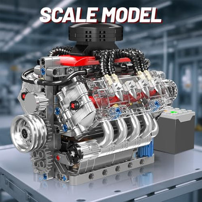 Nueris Mini V8 Engine Model Sets - 487 PCS DIY Building Toys Car Motor Kits That Runs - Gift Idea for Adults Boys Girls for Mechanic Engineering Construction - style: 10171