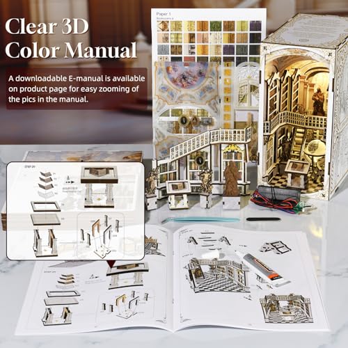MiniCity Library of Gods DIY Book Nook Kit, Miniature House Puzzle with LED - color: Library of Gods