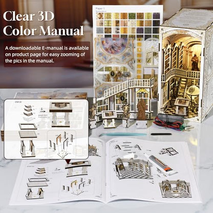 MiniCity Library of Gods DIY Book Nook Kit, Miniature House Puzzle with LED - color: Library of Gods