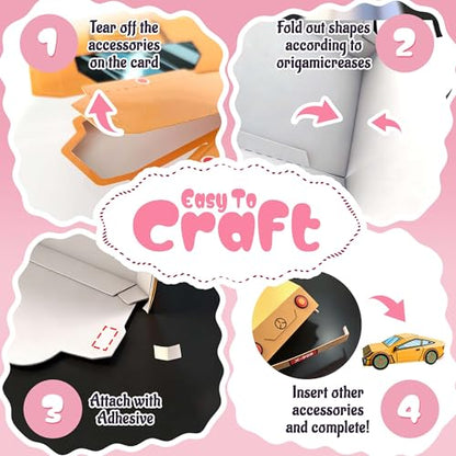 2 Themes in 1, 3D Paper Model Kits for Kid, DIY Origami Kit for Kids Ages 8-12, Include 16 Pre-cut, Easy-to-Assemble Transport & Vehicle Models, Origami Kit for Kids Ages 8-12，Paper Model Kits for Kid