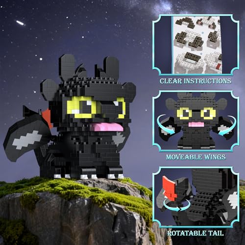 Vziimo 2 in 1 Dragon Building Set, Dragon Toys with Posable Wings and Tails, Mini Dragons Gifts for Adults, Teens Age 14+, Movie Fans (1158 PCS) - style: Dragons