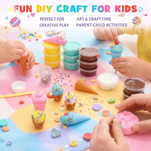 Shappy 51 Pcs Air Dry Clay Kit Ice Cream DIY Craft Kit