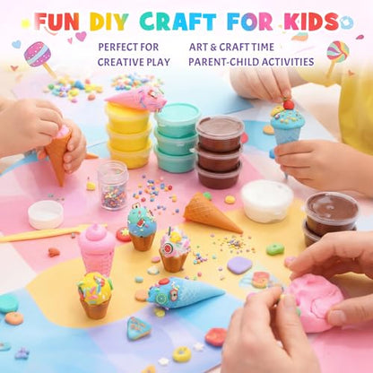Shappy 51 Pcs Air Dry Clay Kit Ice Cream DIY Craft Kit