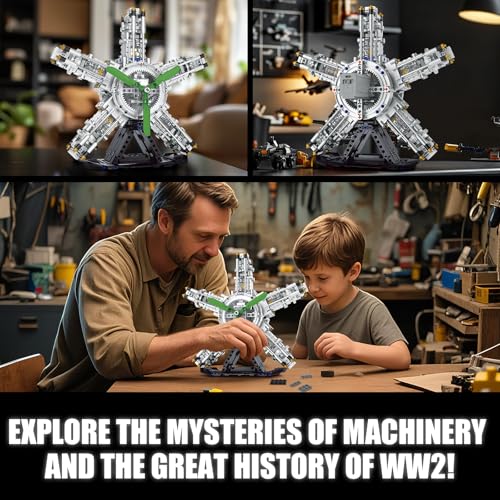 5-Cylinder Radial Engine Building Set, Build Your Own Mini Military Plane Engine Model Kit that Runs, Compatible with Lego WW2, STEM Toy Gifts for Adults & Teens Boys 8-14+ (863 PCS) - style: YC489
