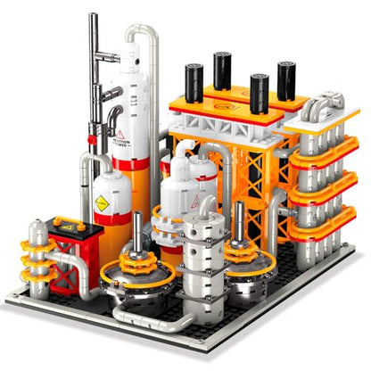 Oil Refinery Building Set, 734 PCS Industrial Processing Plant Brick Model with Distillation Towers, Display Model Kit for Adults and Kids Ages 6+ - style: Oil Refinery