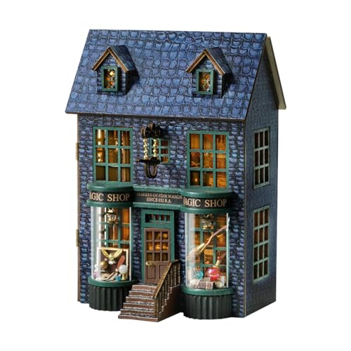 Flever Dollhouse Miniature DIY House Kit Creative Room with Furniture for Romantic Valentine's Gift (Magic Store) - color: Magic Store