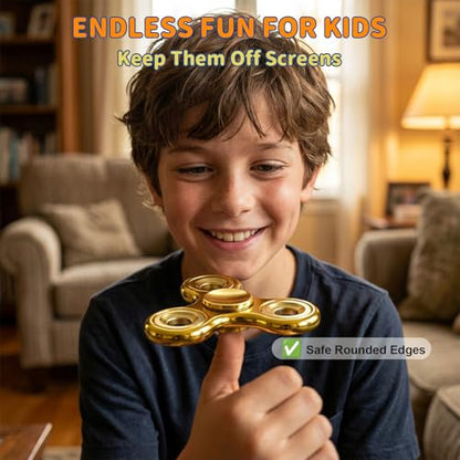Fidget Toys Adults,Electroplated Metal Fidget Spinner Stress Reducer,High Speed 3-5 Min Quite Spins,Fidgets for Adults & Teens & Kids Age 6+(Golden) - color: Golden