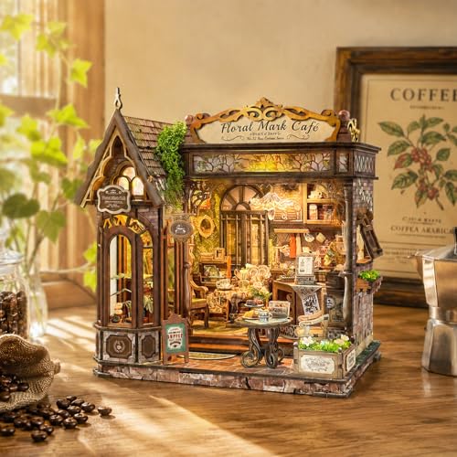 Floral Mark Cafe Book Nook Kit for Adults with LED Lights - color: Floral Mark Cafe