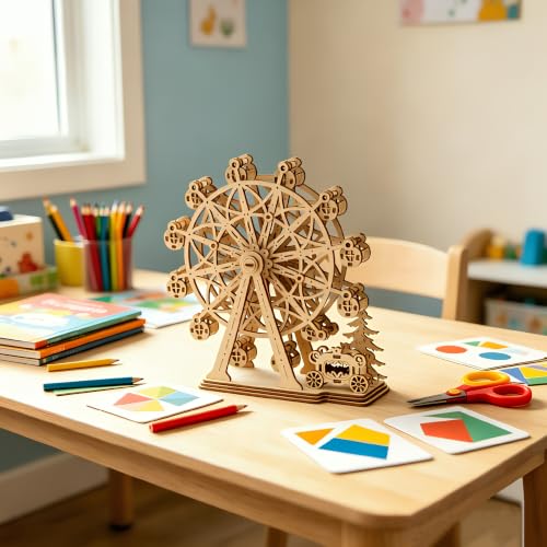 3D Wooden Puzzles for Adults: DIY Ferris Wheel Model Kit - color: Ferris Wheel