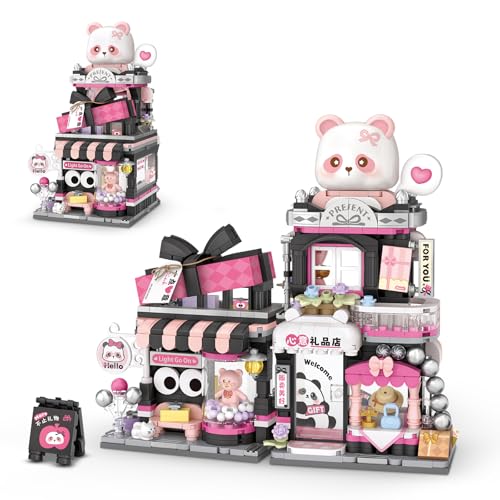 NEWABWN Street View Panda Gift Shop MOC Set, 938 Pcs Mini Blocks - style: Gift Shop