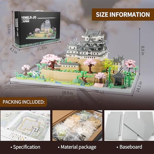JXRLMB Big Micro Building Blocks Sets for Adults 10080 PCS Japan Himeji Castle Collectible Ornaments Model Kit for Teens Ages of 14+