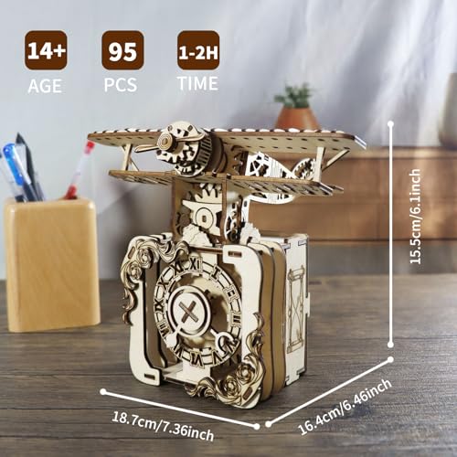 Music Park 3D Wooden Puzzle, Airplane Music Box - color: Airplane