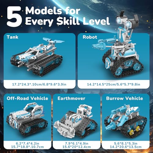 Robot Building Kit with APP/Remote Control STEM Gifts for Boys Age 6-16,Technic Coding Robotic Toys for Kids Birthday, Buildable 5in1 Models with 720 Pieces - style: K96132