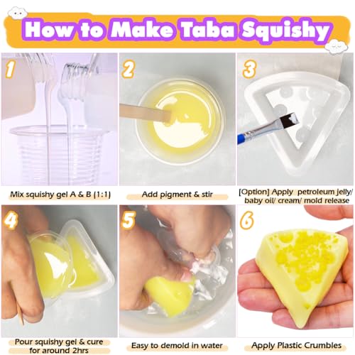 Taba Squishy Cheese Kit Gel+Silicone Mold+Pigment+Sprinkles - color: Cheese