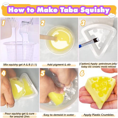 Taba Squishy Cheese Kit Gel+Silicone Mold+Pigment+Sprinkles - color: Cheese
