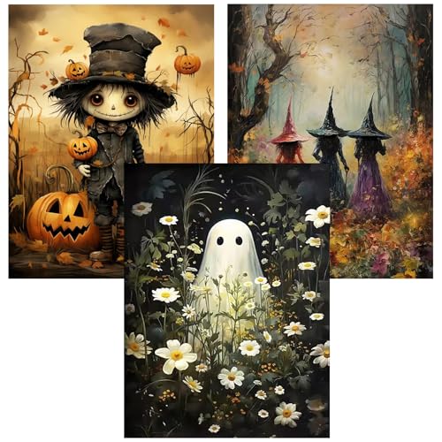3 Pack Diamond Art Kits for Adults Halloween Diamond Painting Kit 12x16in - color: 3 Pack Halloween-F, size: 11.8 x 15.7 inches