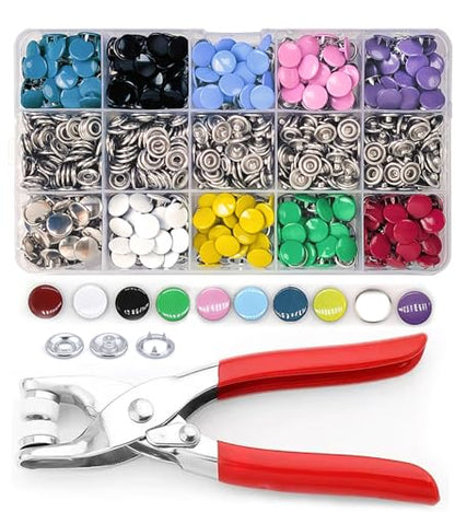 MIFOLEU Colorful Solid Snap Button Kit, Snaps for Fabric with Tool (800PCS) - color: 200 Sets/Colorful/Solid-9.5mm