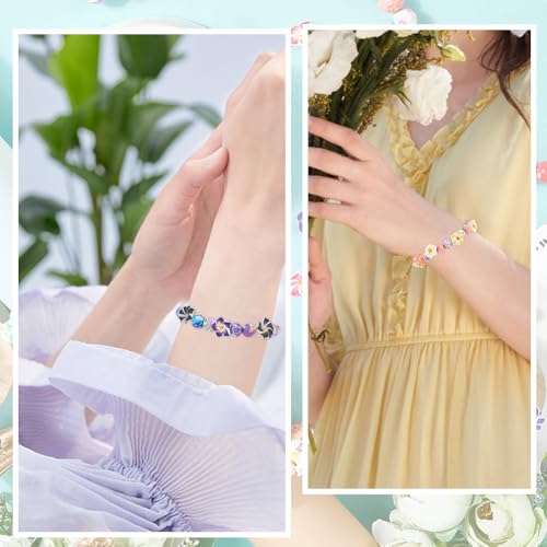 SUNNYCLUE 1 Box About 160Pcs 6 Sets Bracelet Making Kits Plumeria Flower Beads Set 3D Hawaiian Summer Beach Polymer Clay Beads for Bracelets Jewelry Making Kit Supplies Women Adults Starter Beginners - style: Flower 1