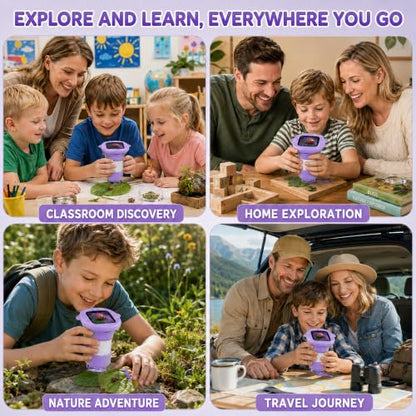 Kids Microscope, 4K 1000X, 2.4" Screen, STEM Toy Ages 4-8, Violet - color: Lavendel