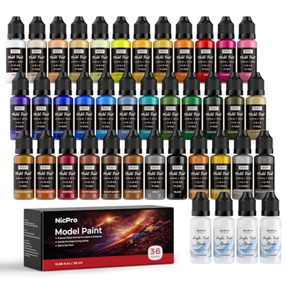 Nicpro 36 Colors Model Paint Set, 20ml Ready to Use Modeling Acrylic Paints - style: 36 Colors Set