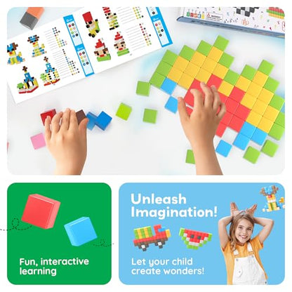 PicassoTiles 108 Piece Magnetic Cubes, 1 Inch STEM Building Set for Kids 3+ - style: 108pcs Puzzle Cubes