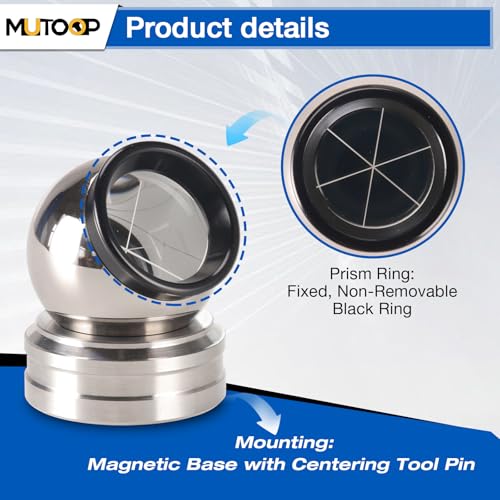 1.5-Inch (38.1mm) High-Precision Prism Sphere for Total Stations - Magnetic Base, Break-Resistant, Silver Coated - for Land Surveying, Construction & Deformation Monitoring